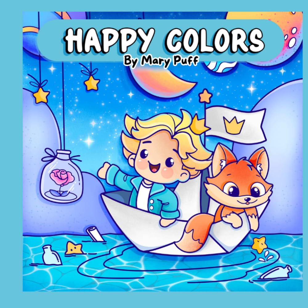 Little Prince Coloring Book: 27 Bold and Easy Kawaii Designs for Kids, Teens and Beginners | Relaxing and Cozy Coloring Book for Stress Relief | Cute Starry Scenes, Fox, Rose and Magical Adventures