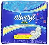 Always Maxi Feminine Pads without Wings, Regular Absorbency, 45 Count - Pack of 2 (90 Total Count)