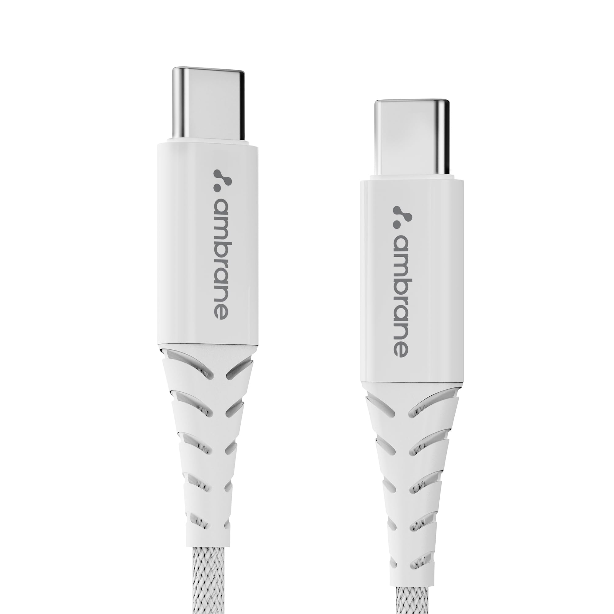 AMBRANE Unbreakable 60W Fast Charging 1.5M Braided Type C to Type C Cable for Smartphones, Tablets, Laptops & Other Type C Devices, PD Technology, 480Mbps Data Sync (RCTT15, White)-picture-25