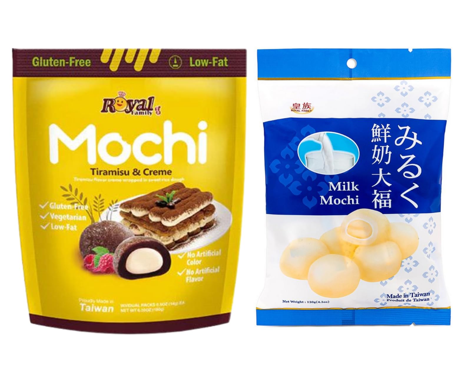 Royal Family Mochi - Korean Cuisine - Glutenous Rice Treats - 2 packs - Halal (MILK/Tirimisu & Creme)