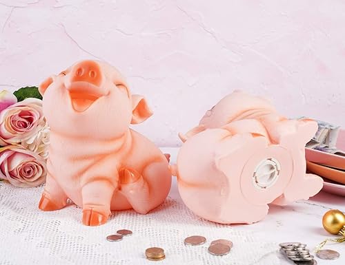 Miniatura 6 de H&W Lindo banco de dinero de cerdo, alcancía inastillable, banco de dinero creativo, puede almacenar 1000 monedas, el mejor regalo de cumpleaños,