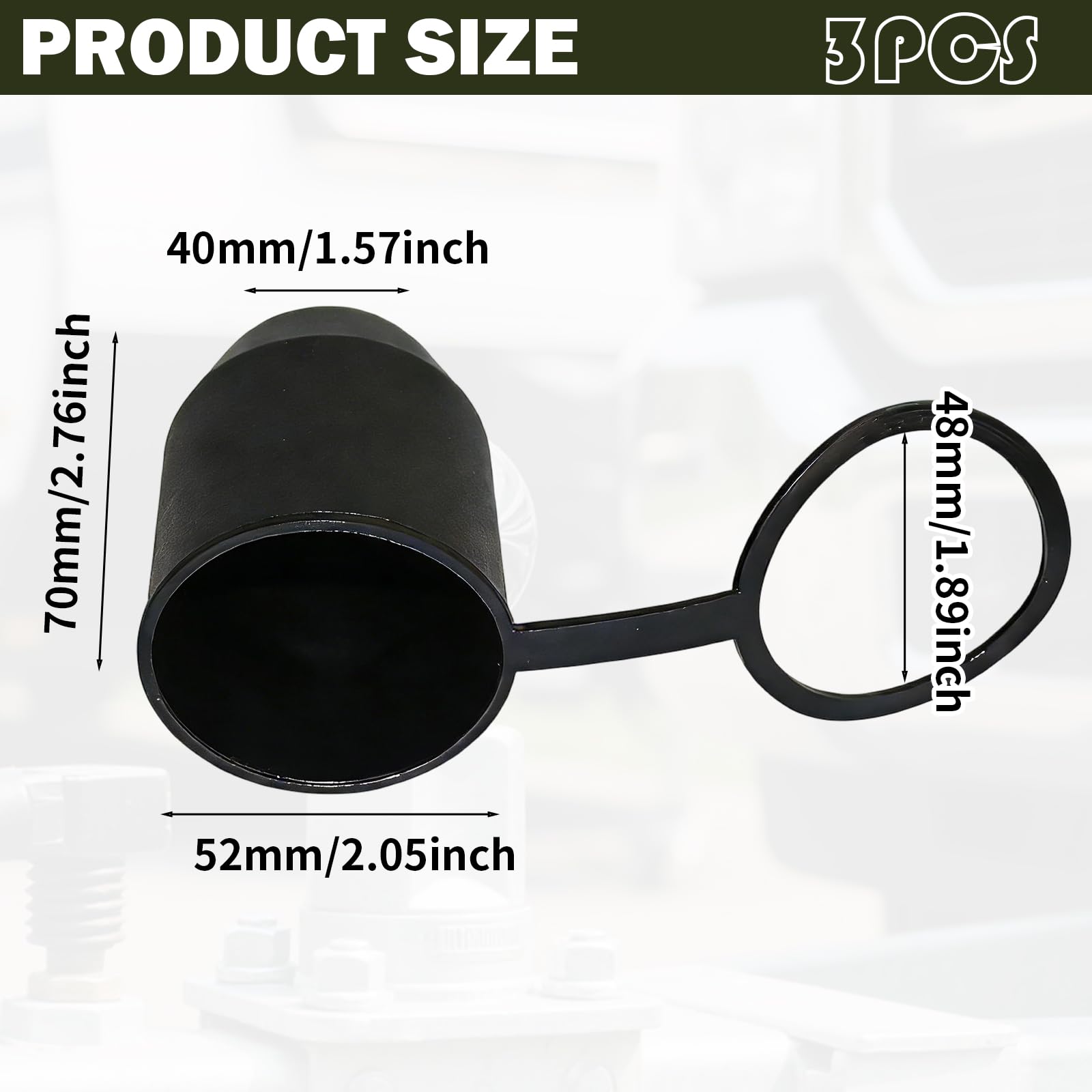 AnhäNgerkupplung Abdeckung Set,3-Teilig Abdeckung AnhäNgerkupplung Schutzkappe,Wasser- Und Staubdicht AnhäNgerkupplung Kappe,Abdeckkappe AnhäNgerkupplung Geeignet FüR Fahrzeuge Und Wohnmobile(Schwarz) - 3