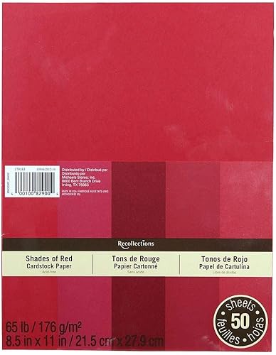 Recollections Cartulina roja 5 tonos 50 hojas 8.5x11