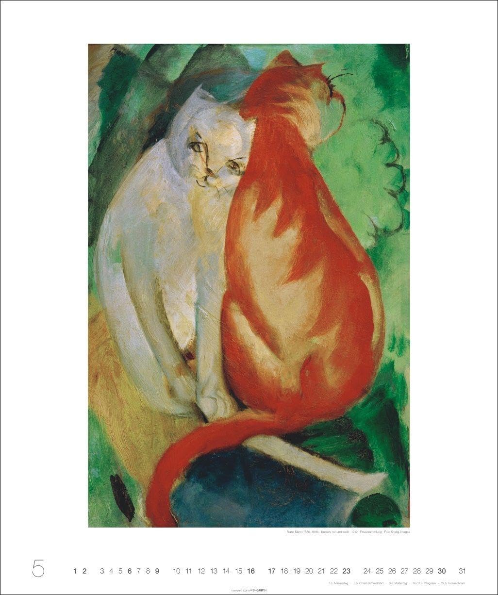 Katzen in der Kunst Edition Kalender 2027: Samtpfoten im wohlverdienten Mittelpunkt: Katzen in der Malerei in einem Tier-Kunstkalender im Hochformat 46 x 55 cm