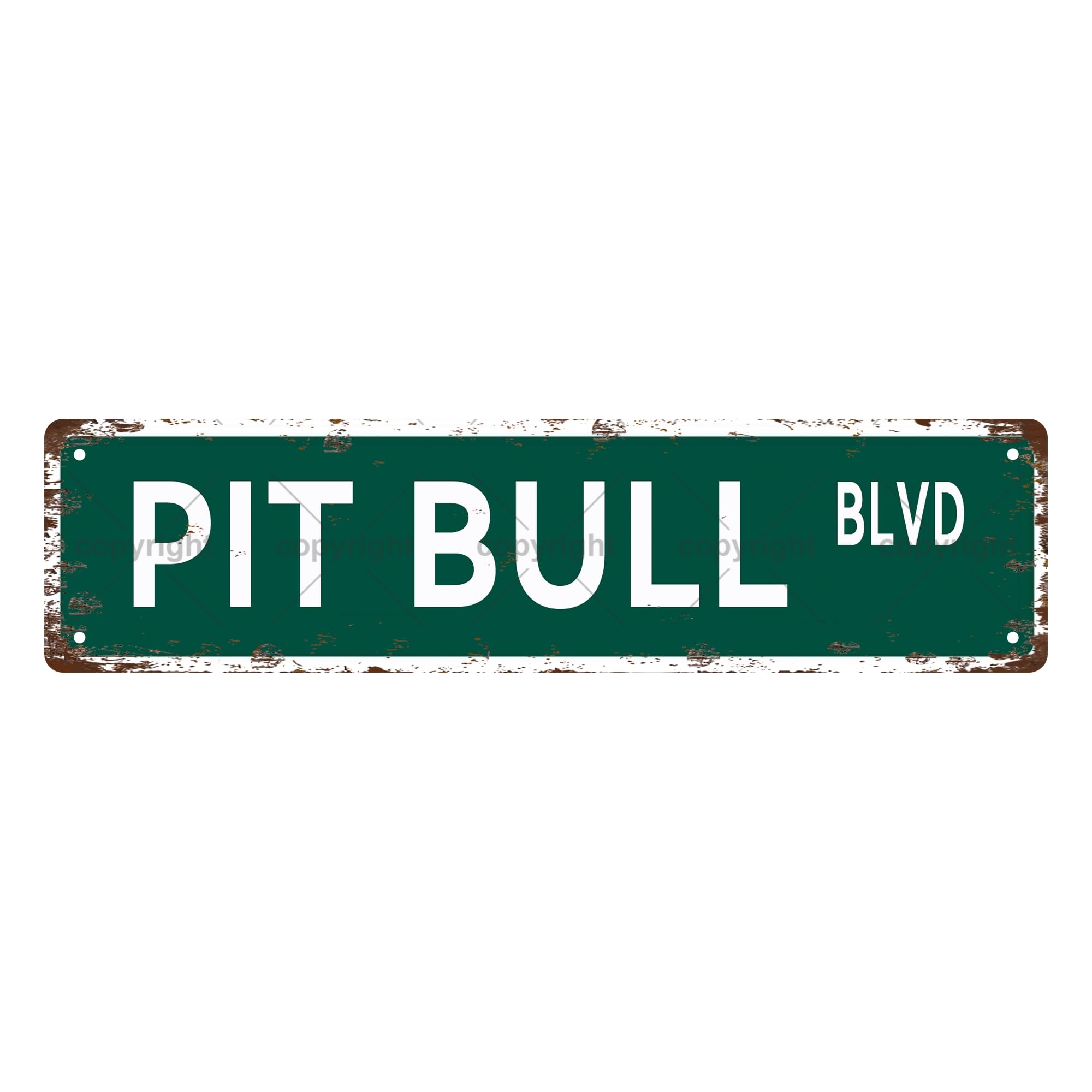 Pit Bull BLVD Dog Metal Tin Street Sign Bar Cafe Garage Cave Home Room Wall Bathroom Farmhouse Garden Porch Patio Decor,4x16 Inch