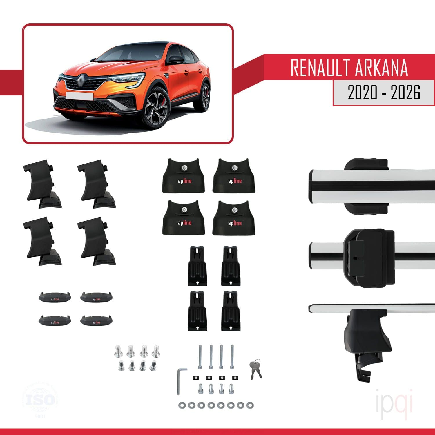 RE&AR Tuning Kompatybilny z Renault Arkana 2020-2025 ACE-4 bagażnik dachowy Railing Bagażnik samochodowy Szary Aluminium 2 drążki