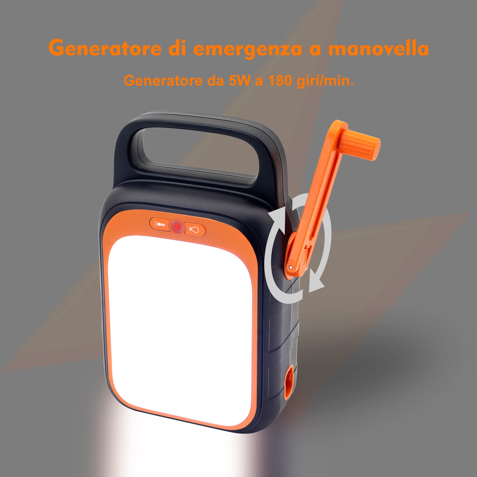 Manovella Powerbank 22500 mAh, 83.25 Wh 18 W USB e ricarica rapida TYPEC generatore LED ultra luminoso per l'alimentazione di emergenza del campeggio all'aperto