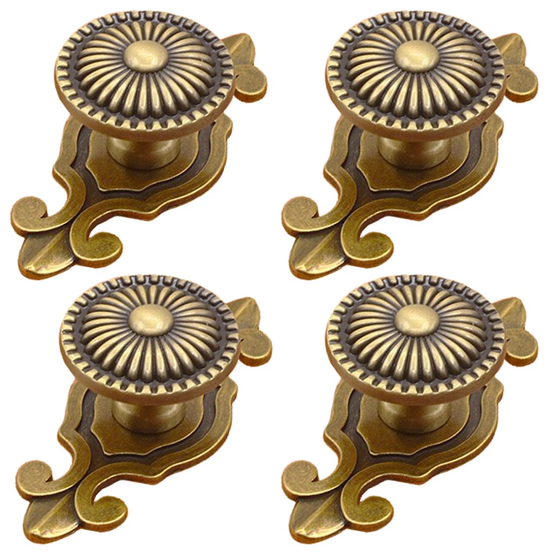 Brass Cabinet Knobs, [4 Pack] Vintage Retro Mushroom Drawer Knobs with Backplate, Dresser Pull Handles for Kitchen/Cupboard/Wardrobe/Cabinet (Gold, 4 Pieces)