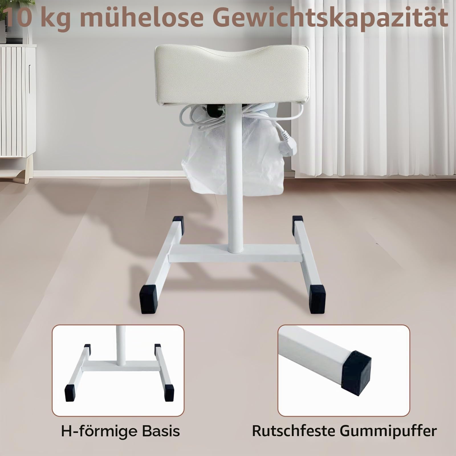 Pediküre Hocker mit Absaugung, Mobile Pediküre Stuhl, Höhenverstellbar 48-80cm, Fußpflegestuhl für Schönheitssalon Nagelstudio