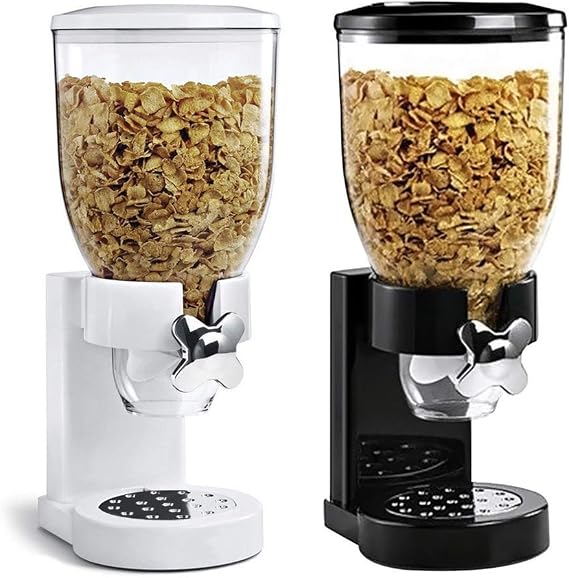 Dry Food Dispenser Single Cereal Dispenser Food Storage Meal Container for Dry Food Candy Sweets Rice Chocolate Chip Oats Grain (Black)