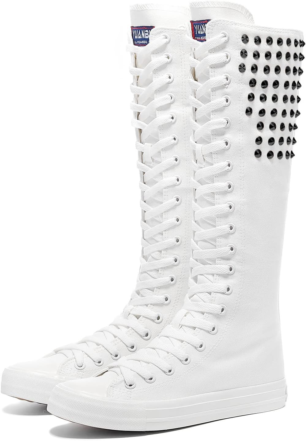 Bottes en toile punk au genou Momuk blanches taille 38 pour femme
