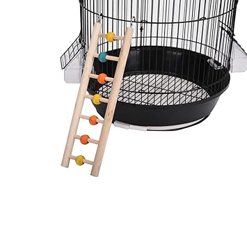 QBLEEV Bird Ladders for Parakeets, Parrot Wooden Ladders Cage Perch Stands with Colorful Beads, 5 Steeps-9.4 inch