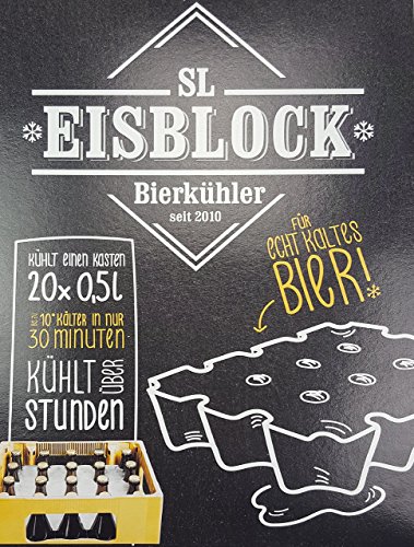 SL-Eisblock - Bierkühler, Getränkekühler 0,5 Liter Flaschen der SL-EISBLOCK Bierkastenkühler ist MADE IN GERMANY (Geschenkverpackung) Blau