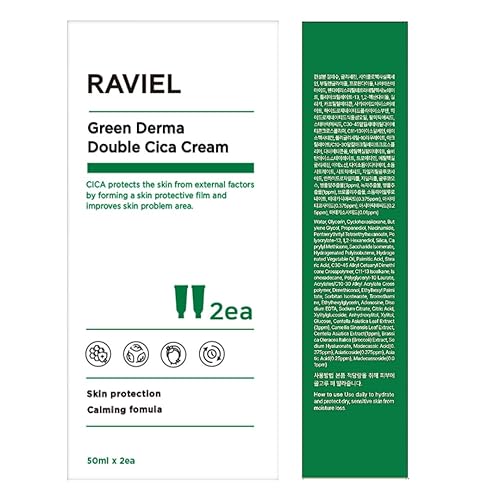 Miniatura 8 de RAVIEL Green Derma Double Cica Cream para todo tipo de piel (1.7 fl oz x 2), hidratación profunda, iluminación, protección de la piel,