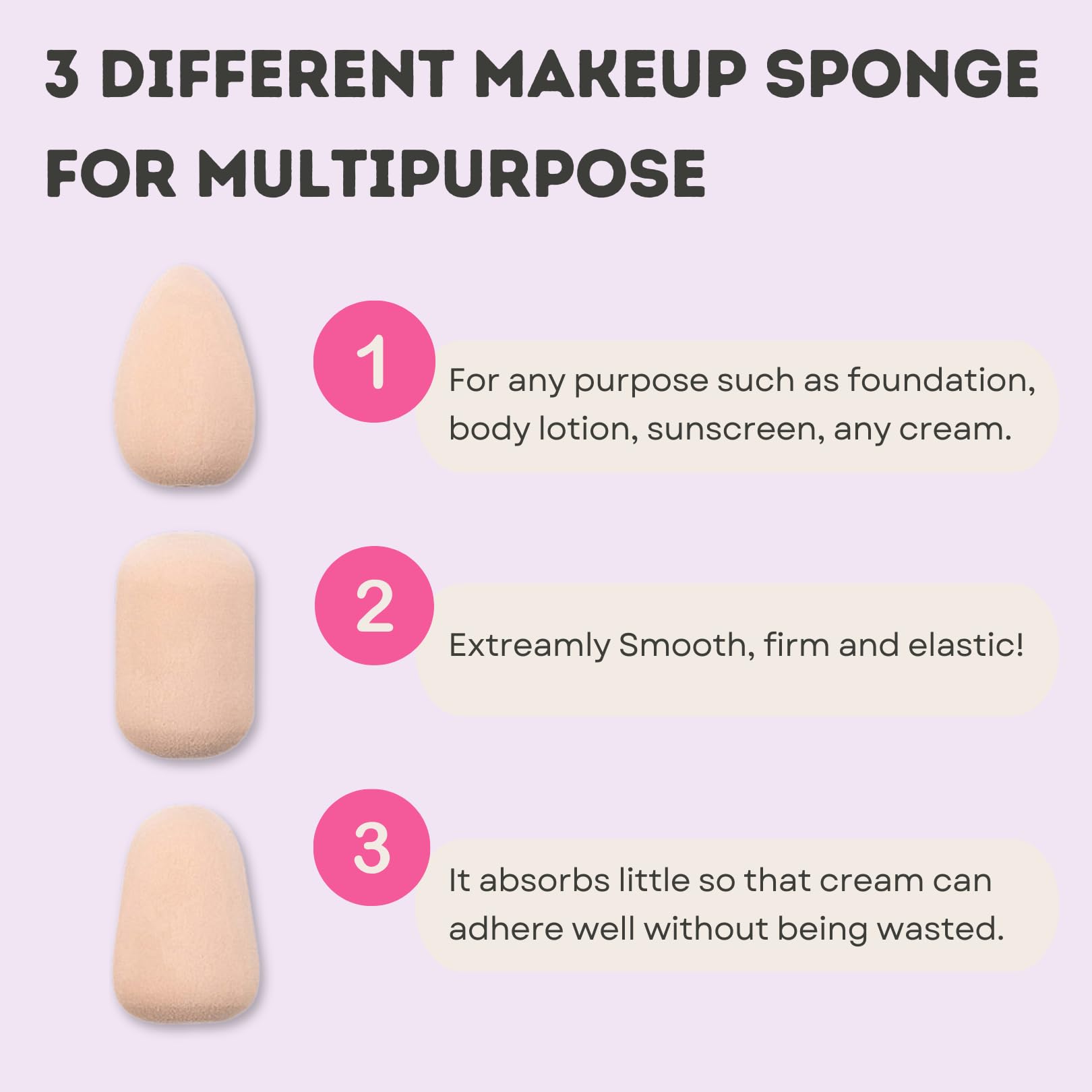 FADETTE 3 pcs Air Hole Makeup Roller Sponges Beauty Blender for Multifunctional Makeup & Lotion Applicator Set - Korean K-Beauty Air Hole Roller Puff for Foundation, Face, Body