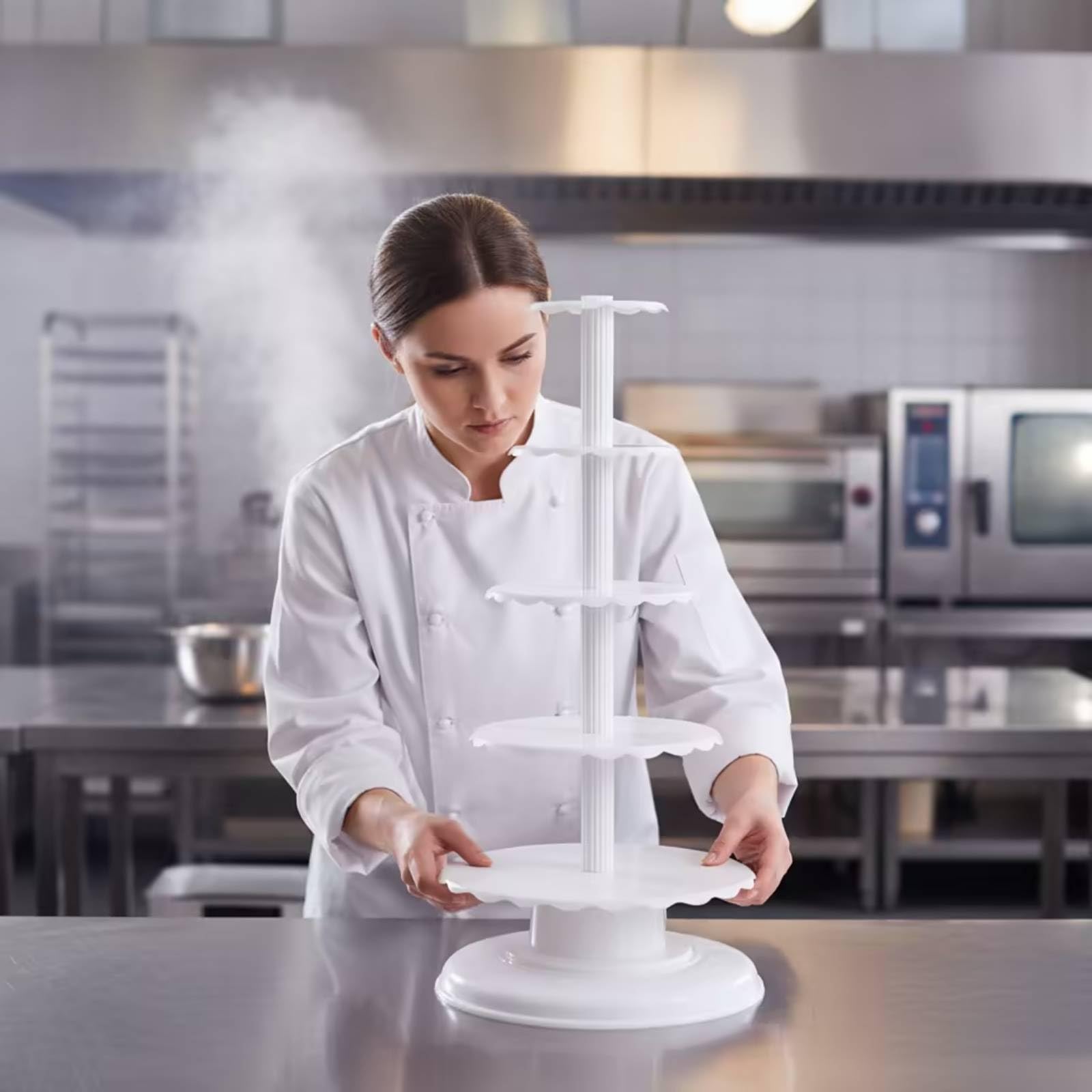 MagiDeal Support à Gâteaux à Six Niveaux avec Plaques Graduées en Plastique Blanc Robuste pour Présenter sserts et Pâtisseries Lors Mariages et Réceptions