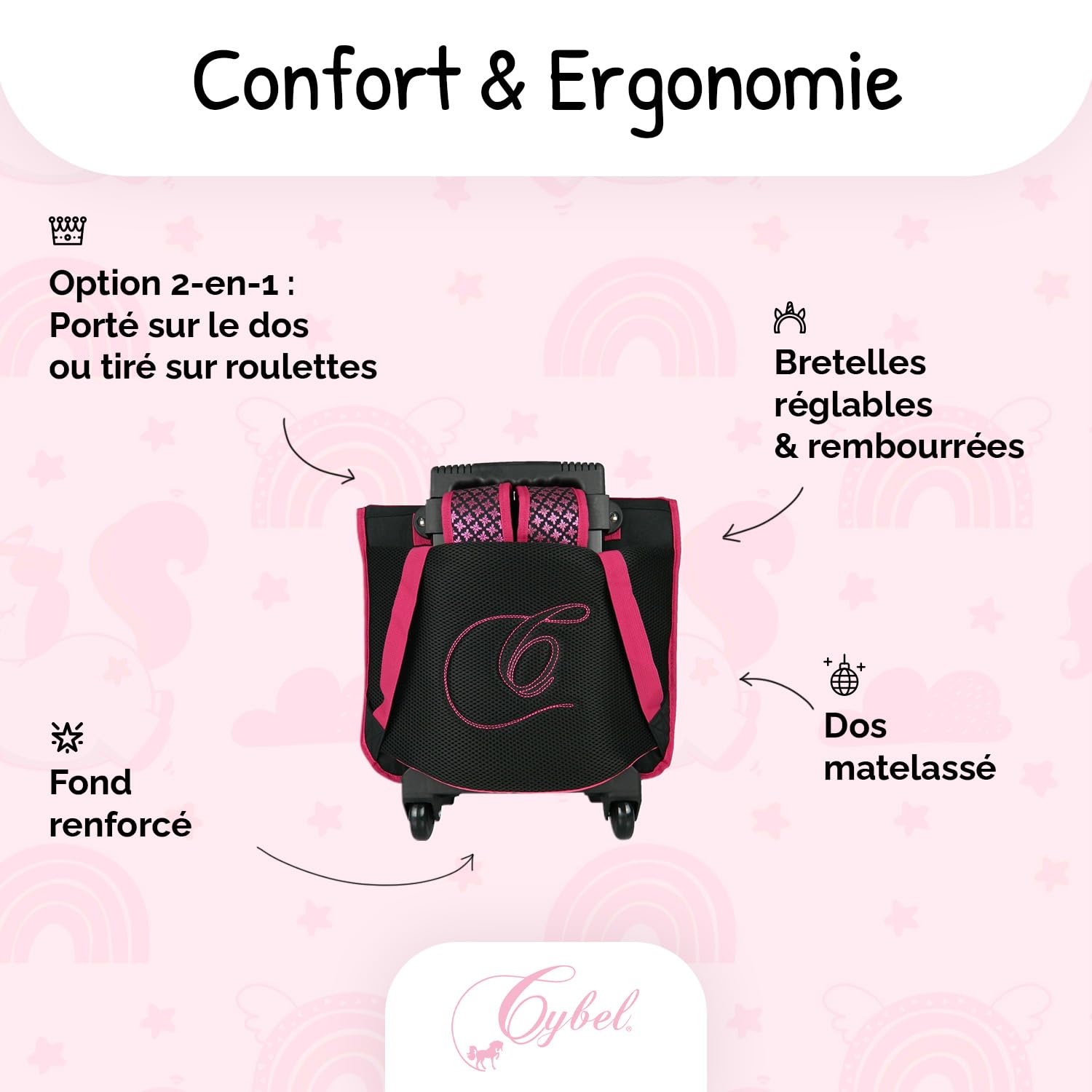 Cybel Tornister Jednorożec 38cm Różowy