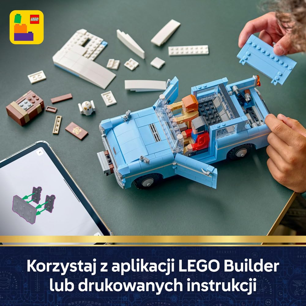 LEGO Harry Potter Zaczarowany latający Ford Anglia 76470 | Kolekcjonerski model samochodu, zestaw konstrukcyjny, prezent dla fana Harry’ego Pottera 14+, dla nastolatków, 868 elementów
