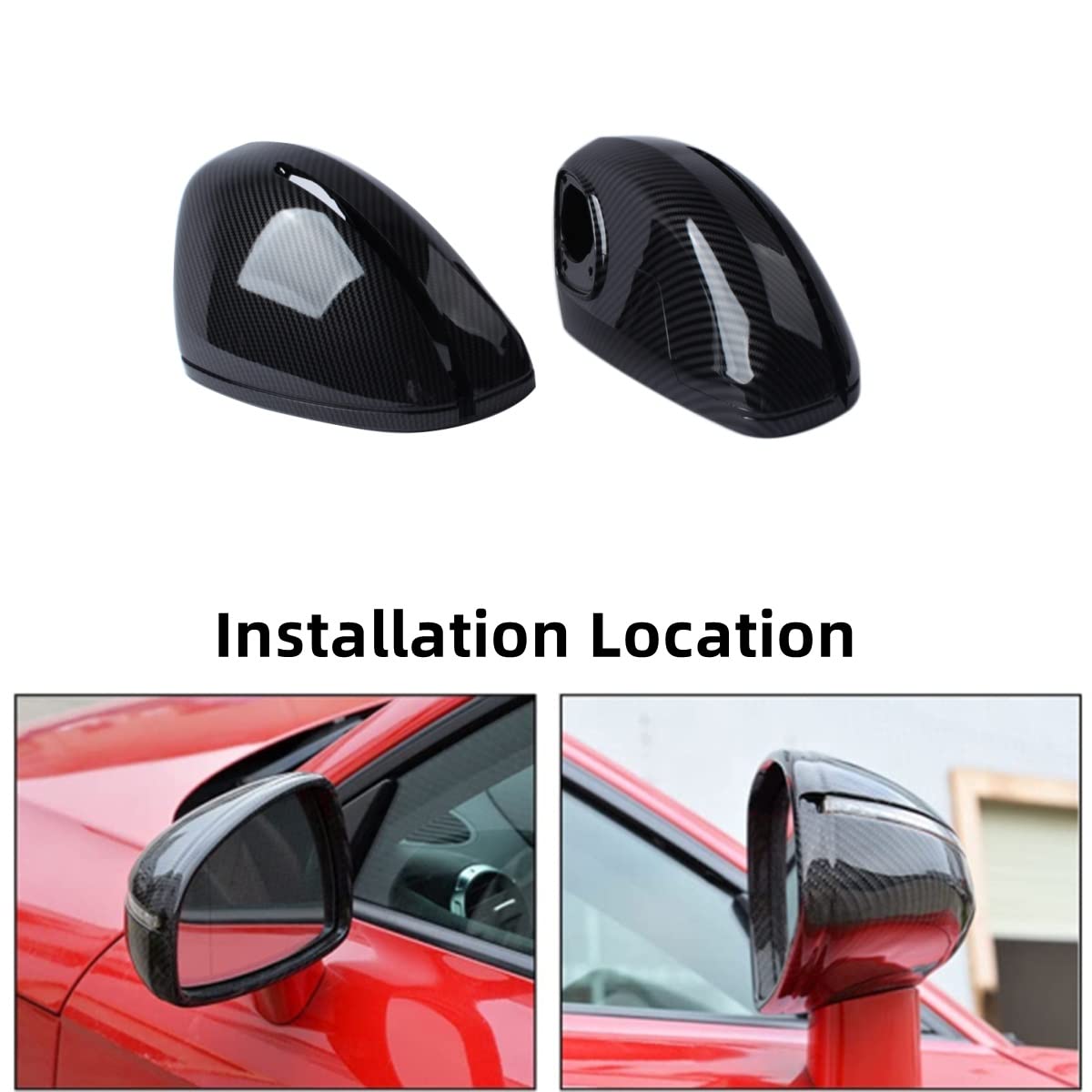 Coque de rétroviseur de voiture de rechange pour R8 42 07-15 pour TT pour TTS pour TT pour RS 8J MK2 07-14 - Capuchons de rechange pour rétroviseurs latéraux - Noir brillant (fibre de carbone