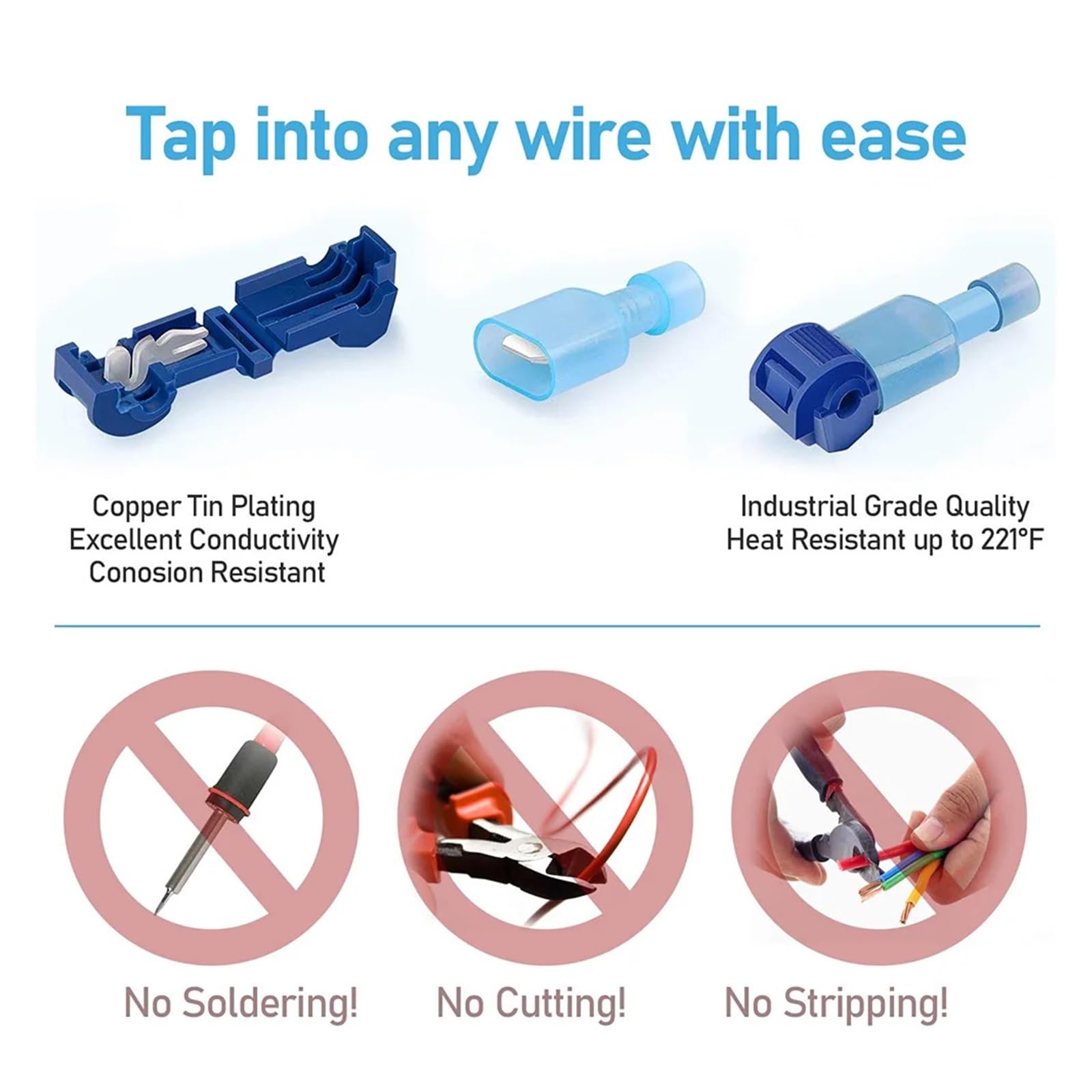 Kit de 300 connecteurs de Fils isolés en T 22-10 AWG à épissure Rapide