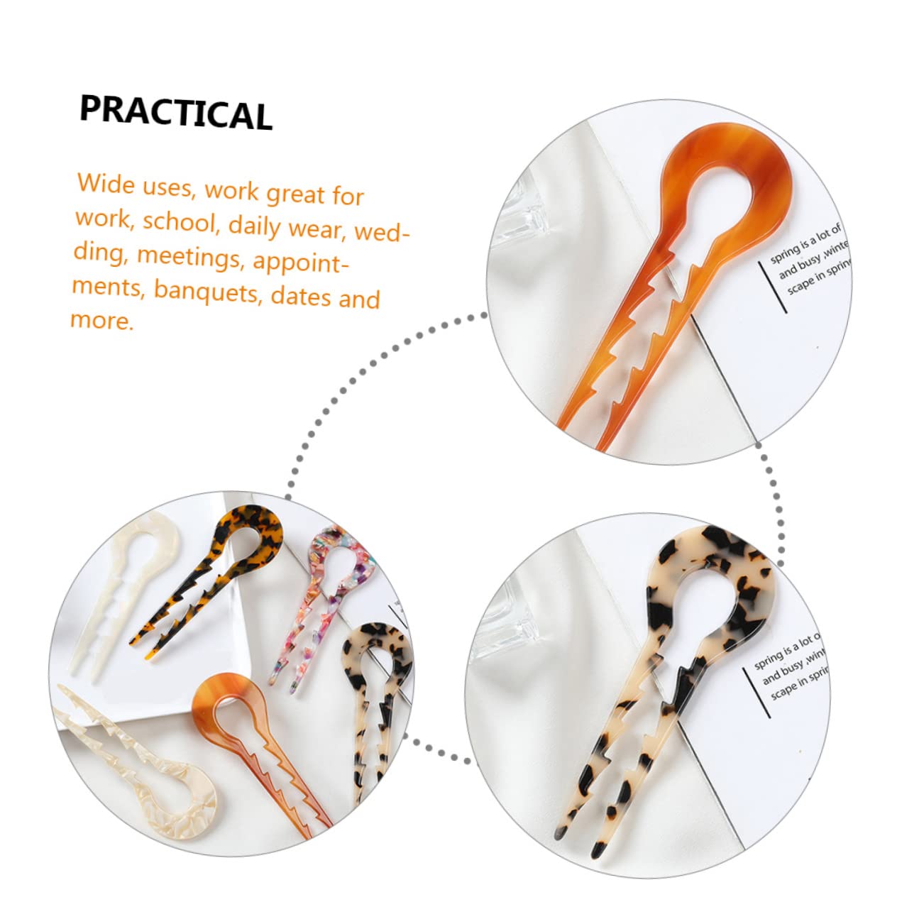 FRCOLOR 2 Set Di Bastoncini Per in Acetato Di Per Donne E Ragazze Fermagli Per Per Chignon 6 Pezzi*2