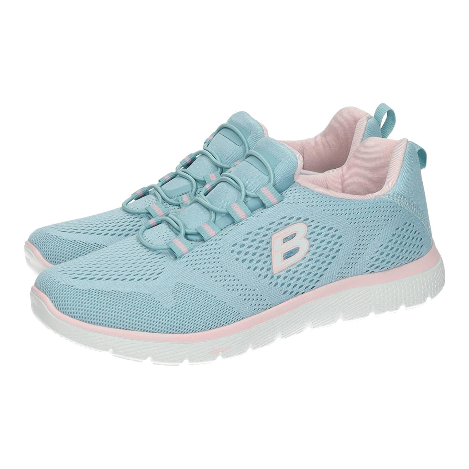 DEMAX 7-9801A17 Zapatillas Deportivas Mujer 7-9801A17 DEMAX Azul Rosa con Cordones elásticos, fácil de Usar y Plantilla Double Memory Foam Mujer Deportivos