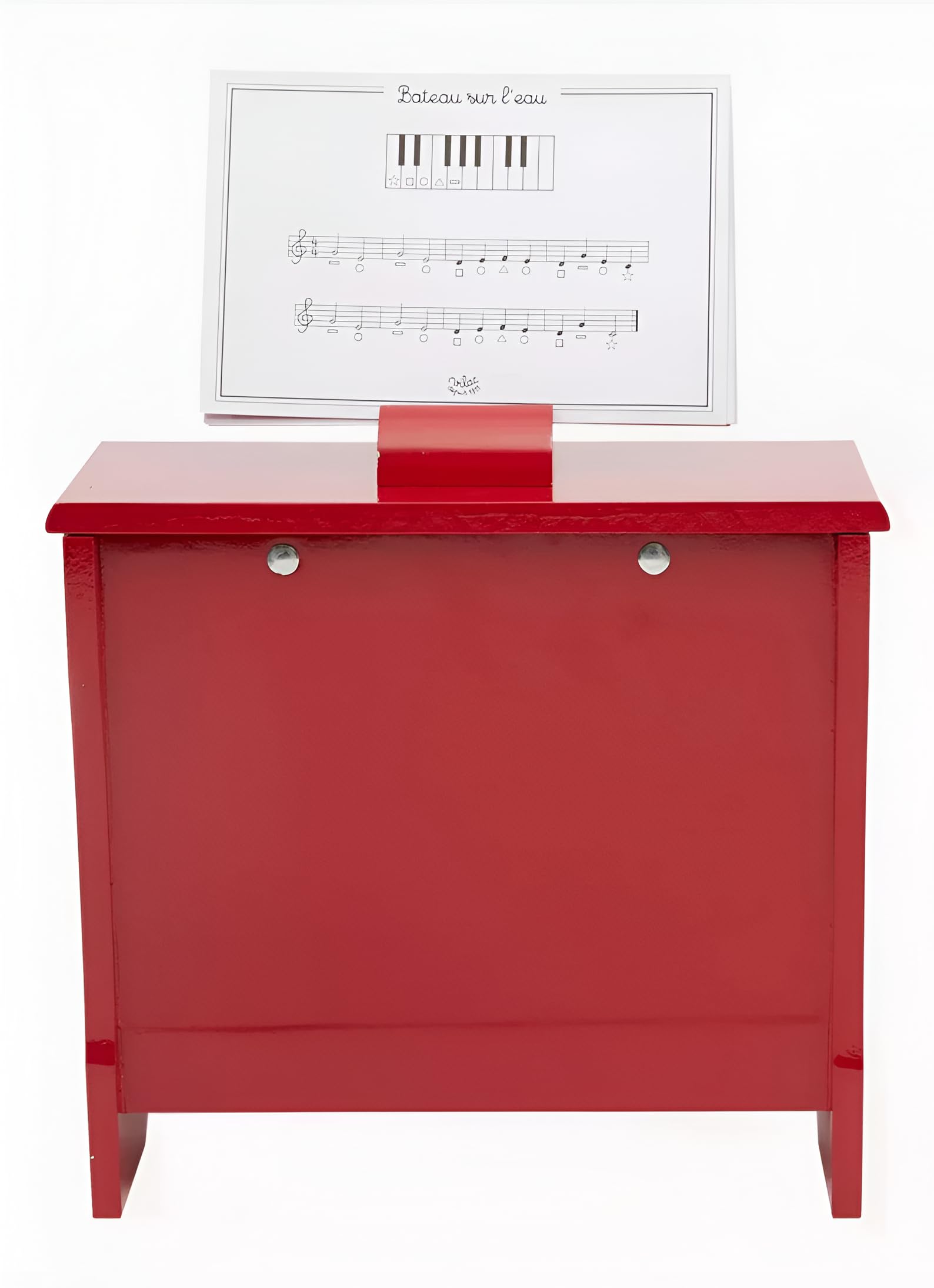 Vilac Vintage Holz 18 Tasten Klavier mit Partituren, Musikspielzeug Instrument für Kinder, Lackierung, Keine Batterien erforderlich, vormontiert, verbessert die Kreativität, ab 3 Jahren, Rot