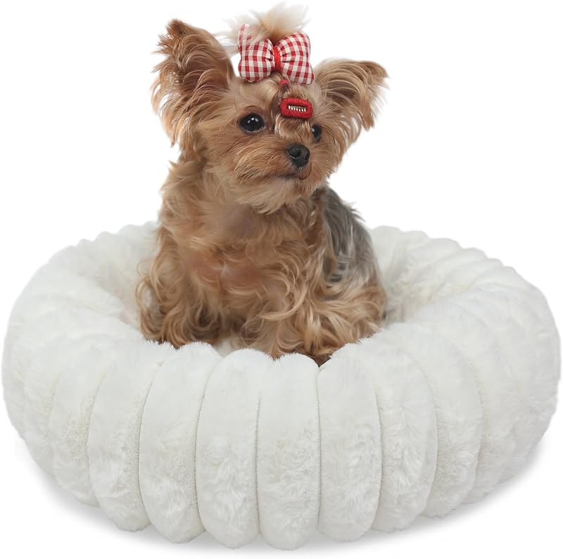 Cama Donut para Gatos e Cães Pequenos em Pelúcia, Lavável e Antiderrapante zihapgpzp 40,64 cm