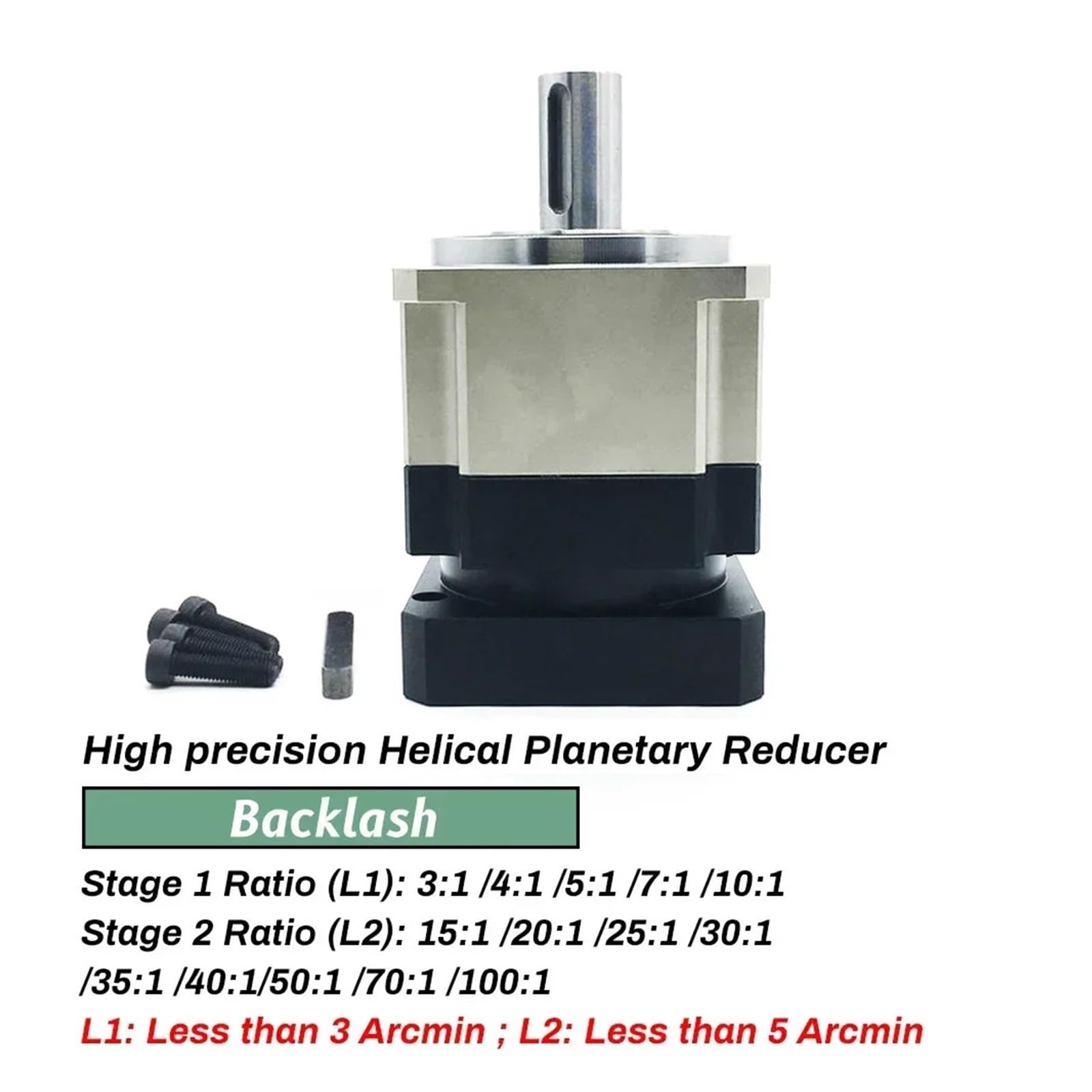 Planetary Reducer Nema34 Motor Gearbox Helical Planetary Reducer Gear Reducer 12.7/14/16/19mm Input for 80/90mm 750W 1KW Servo 86mm Stepper Motor(Ratio 30 to 1,19mm Input)