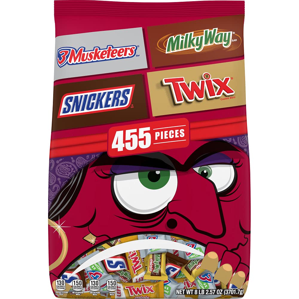 SNICKERS, TWIX, MILKY WAY & 3 MUSKETEERS Mixed Chocolate Bulk Halloween Candy Assortment-130.57oz/45