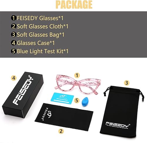 Miniatura 7 de FEISEDY Gafas de computadora con bloqueo de luz azul de gran tamaño para mujer, marco antifatiga ocular B2323