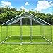 TOETOL Large Metal Chicken Coop Walkin Poultry Cage Hen Run House Rabbits Habitat Cage Spire Shaped Coops with Waterproof and Anti-Ultraviolet Cover for Backyard Farm (13.1’L x 9.8’W x 6.5’H)