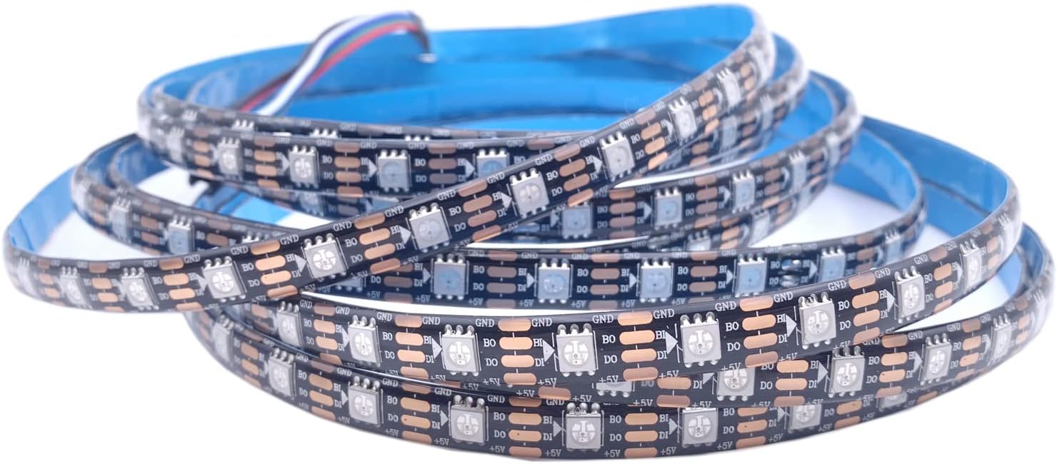 DC 5V WS2813 Led Strip Light Dual Signal Individually Addressable 5m 30 LEDs WS2812B Updated Black White PCB (Black PCB IP67, 5M 60LED/M)