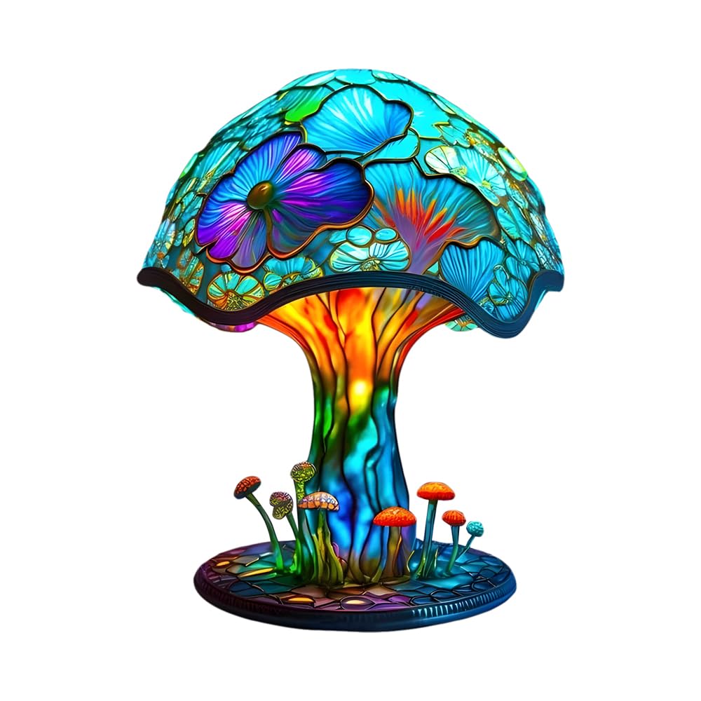 rongweiwang Colorful Mushroom Table Lamp, Resin Craft Night Light with 7 Colors Warm Light USB DC5V Powered Home Desk Decor, Gift for Bedroom Living Room Garden Decor (Type A)