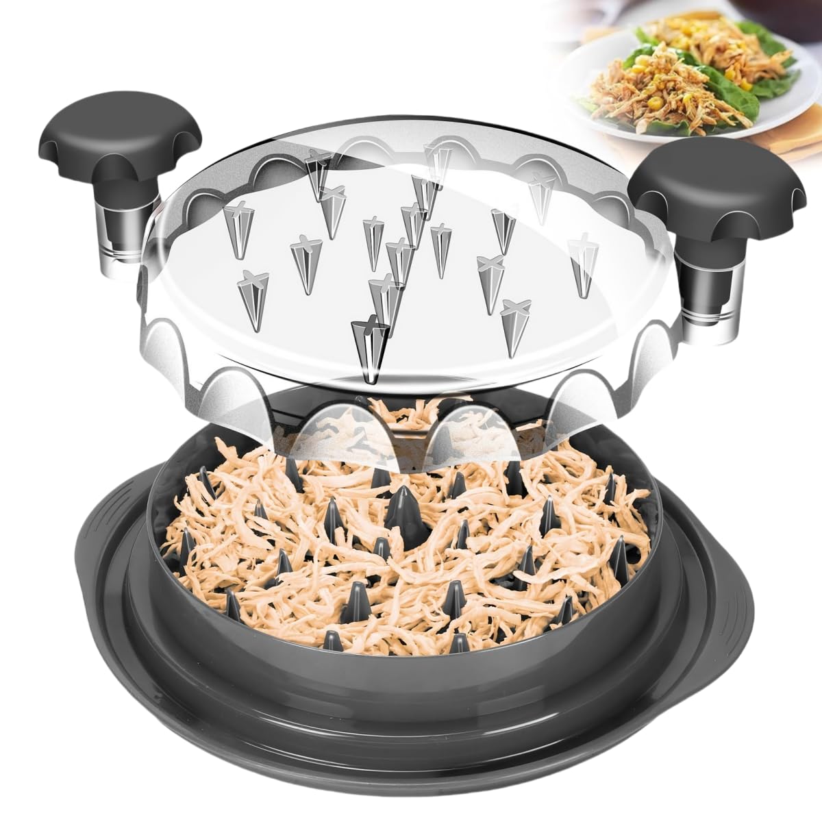 Chicken Shredder tool twist, 10'' Pro Meat Shredders for Chicken Breast, Meat Grinder Shredder Machine with Ergonomic Handle, Strong Anti-Slip Strip, Dishwasher Safe for Vegetable Pork Beef Chicken