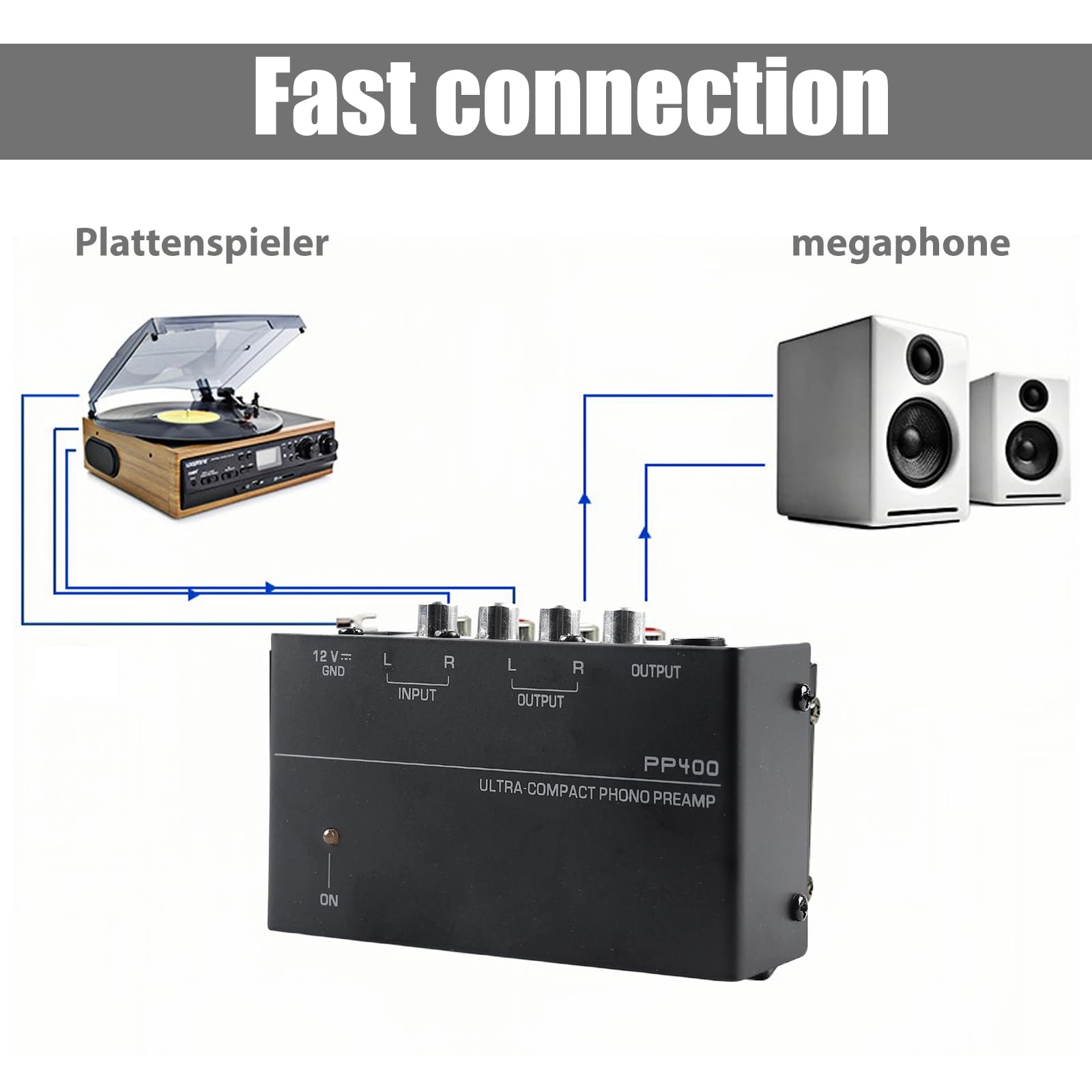 Preamplificador De Fono,Preamplificador De Tocadiscos,Mini Preamplificador para Tocadiscos,Preamplificador De Fonógrafo Estéreo De Audio para Tocadiscos