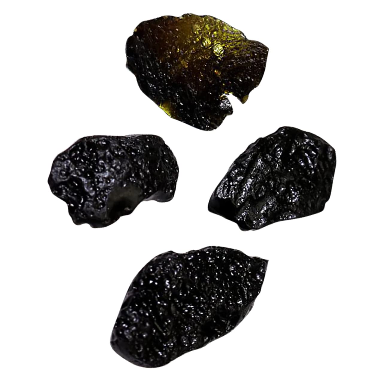 CORHAD Meteorite Collection Kit 4pcs Unique Black and Glass Meteorite Pendants for Teaching and Display
