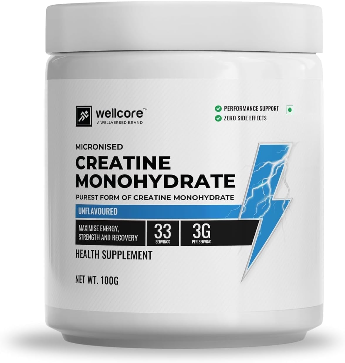 Pure Micronised Creatine Monohydrate Powder (100G, 33 Servings) Lab Tested | Unflavoured | Rapid Absorption | Enhanced Muscle Strength & Power | Fast Recovery | Increased Muscle Mass