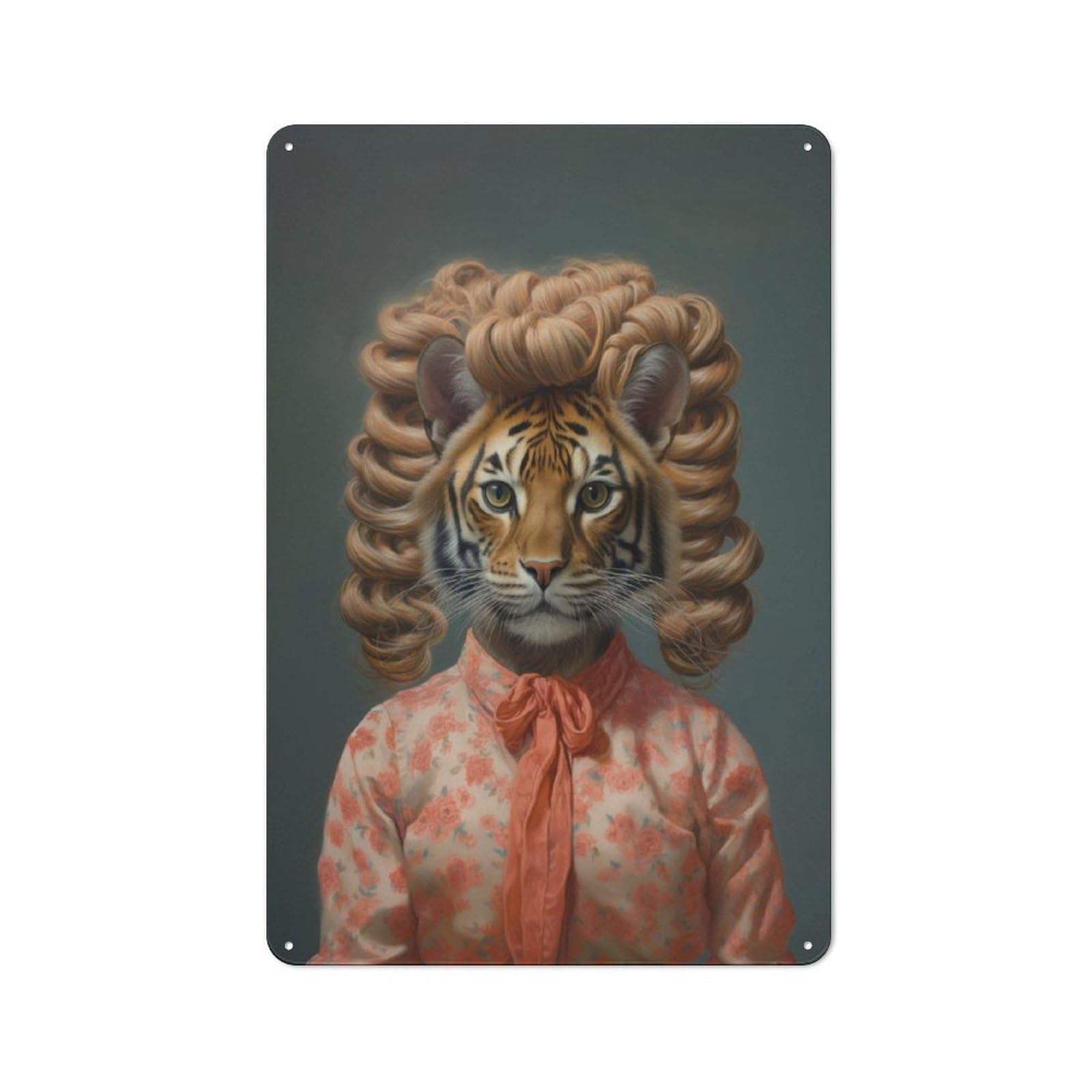 Junmoney A Tiger With Curly Hair Classic Metal Sign 30X20cm Featuring Bar Wall Plaque For Diner, Restaurant, Shed Or Kitchen