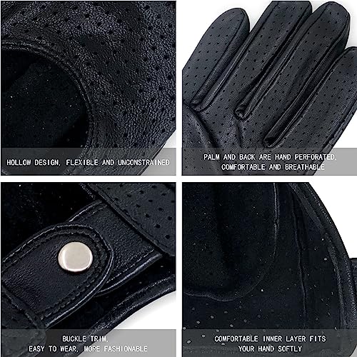 Guantes de conducción de cuero para mujer sin forro de piel de cordero italiana 4