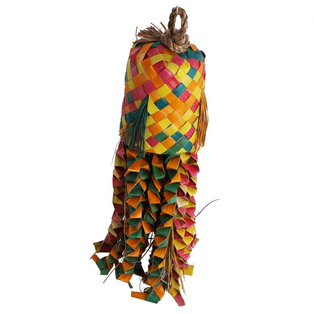 Palm Leaf Octopus Pinata - Preening Natural Parrot Toy - Medium - Image 3