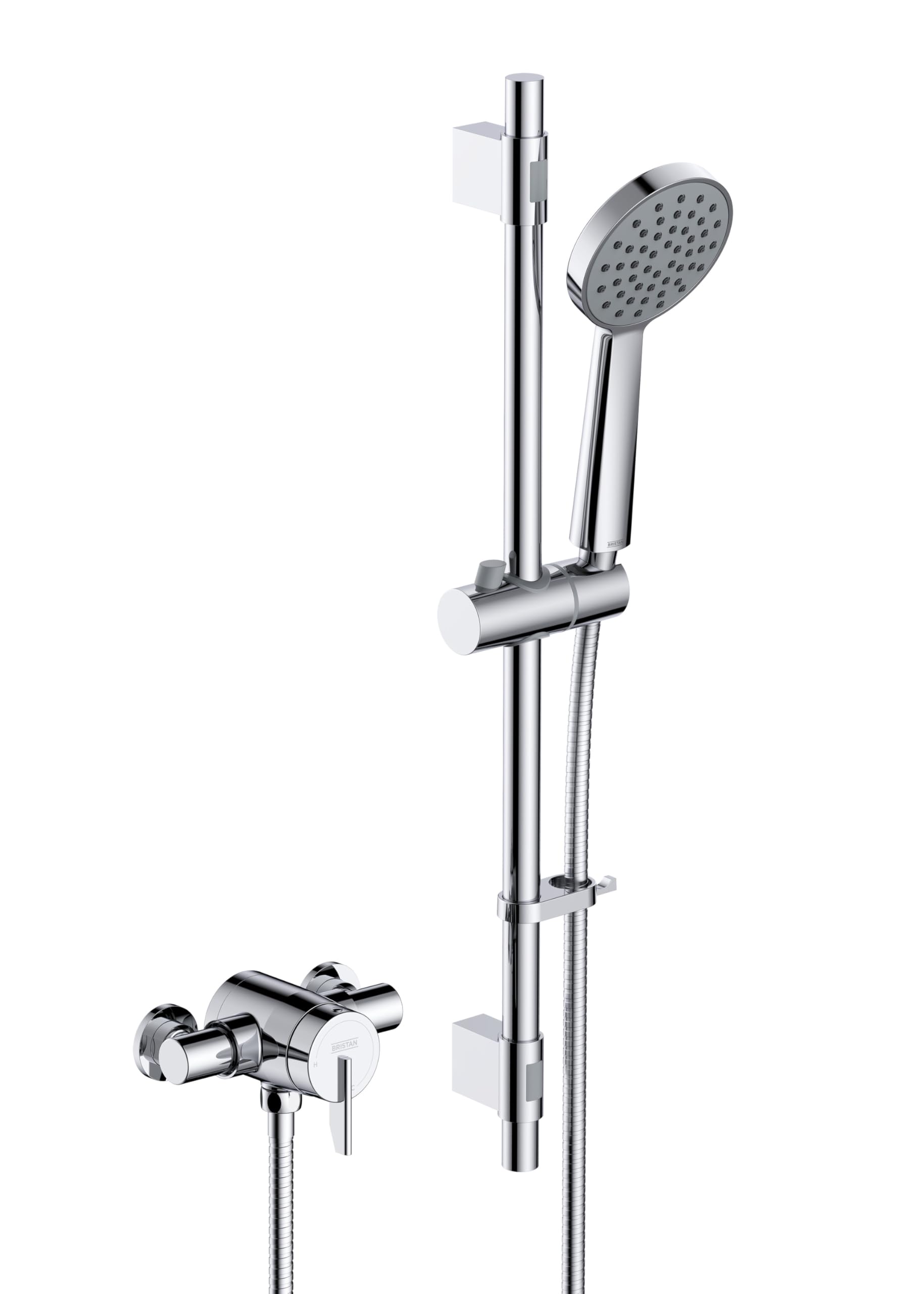 Bristan Sonique Chrome Thermostatic Exposed Shower Valve With Single-Function Handset.