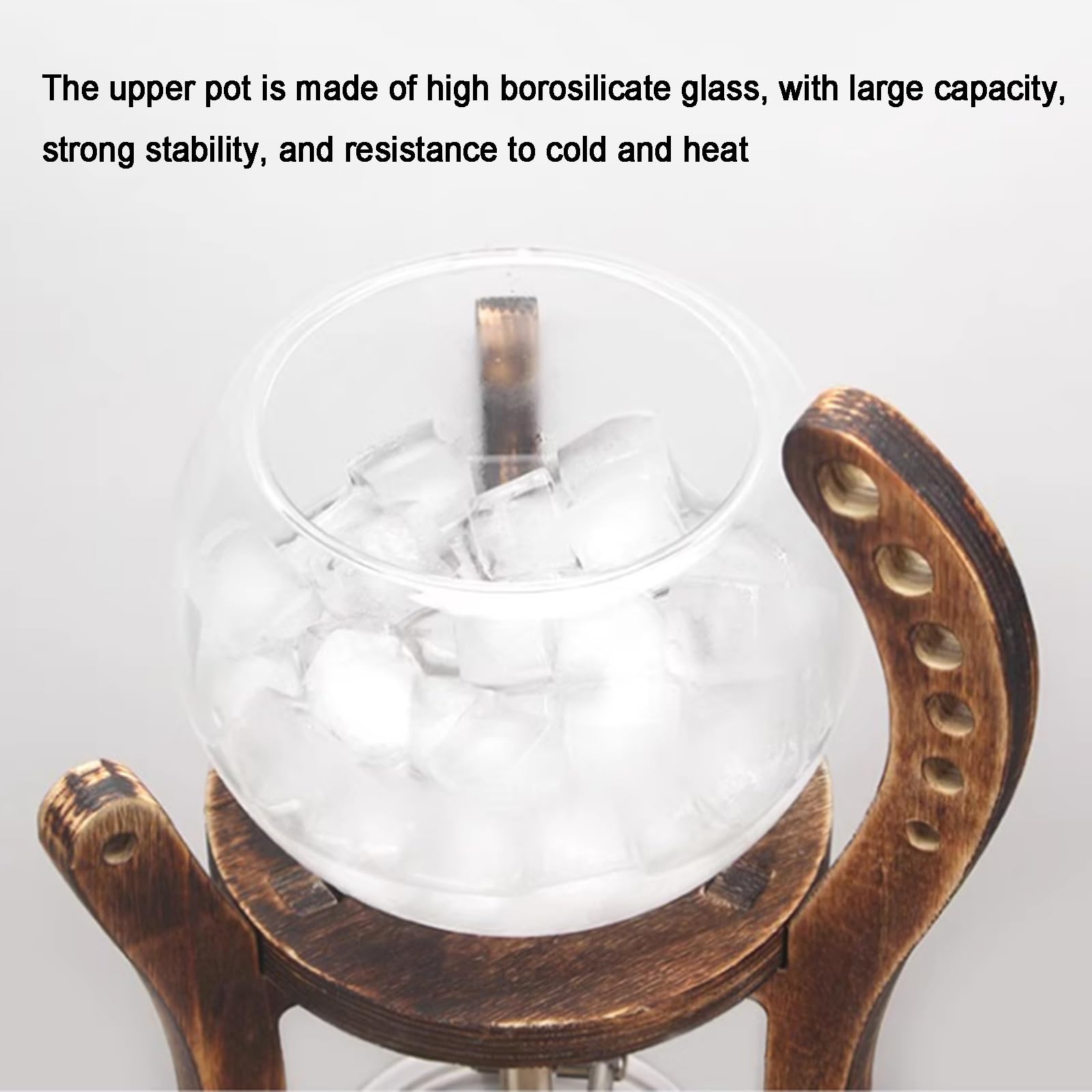 Cold Brew Coffee Maker, Iced Drip Coffee Machine with Adjustable Dripper, Wood Frame, Stainless Steel Filter, 6-8 Cups
