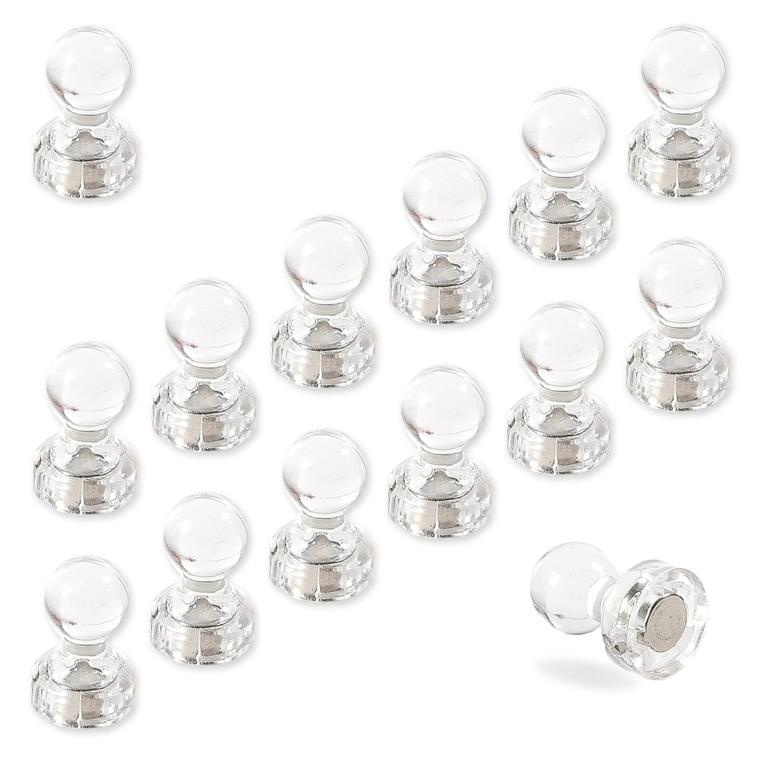 The Magnet Shop Clear Tms Small Strong Fridge Magnets, 14 Magnetic Push Pins For Whiteboards, Office Calendars, Wire Wall Notice Boards, Maps, Memo Boards, Neodymium Skittle Marker Magnets (, Small (14 Pins))