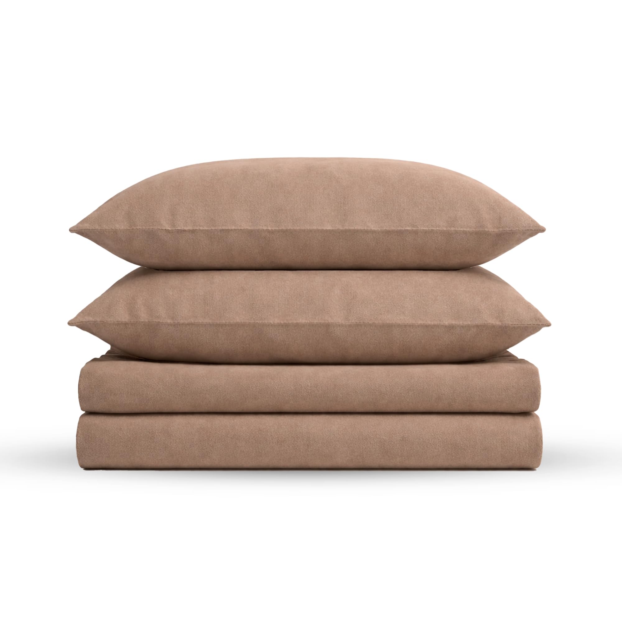 Tribeca Living Triple Brushed Soft Cotton Flannel Sheets Set, King Size 170-GSM Weight Extra Deep Pocket Sheet in Solid Cashmere Color
