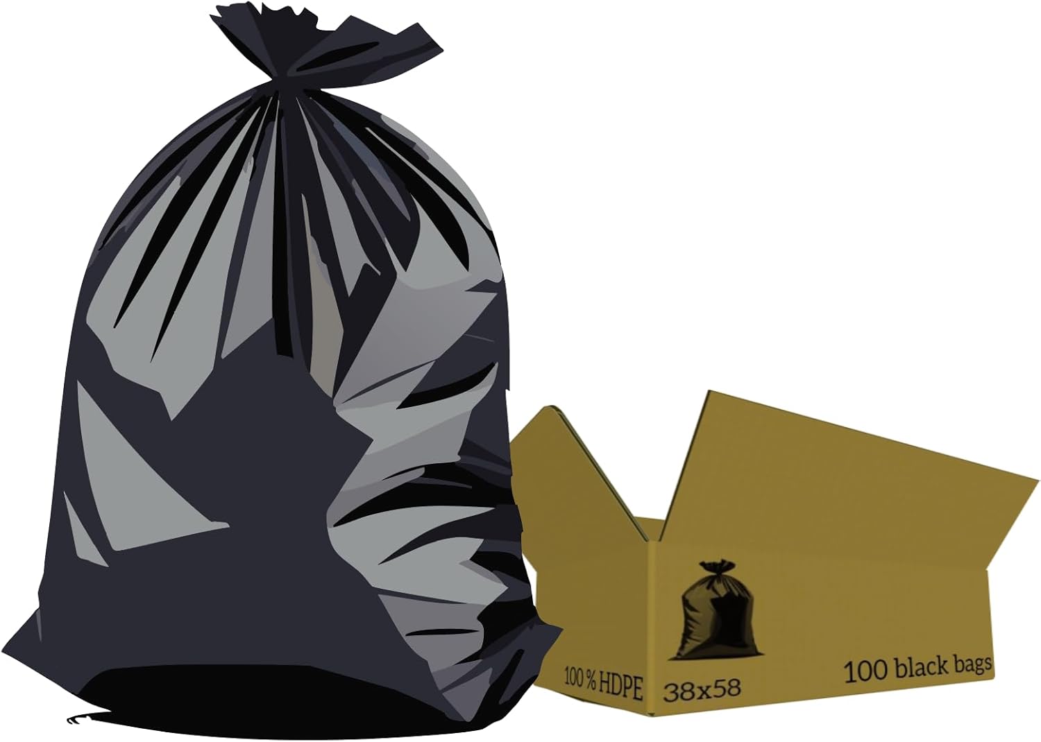60 Gallon Garbage Bags | 100 Count | Truly Heavy duty | Black