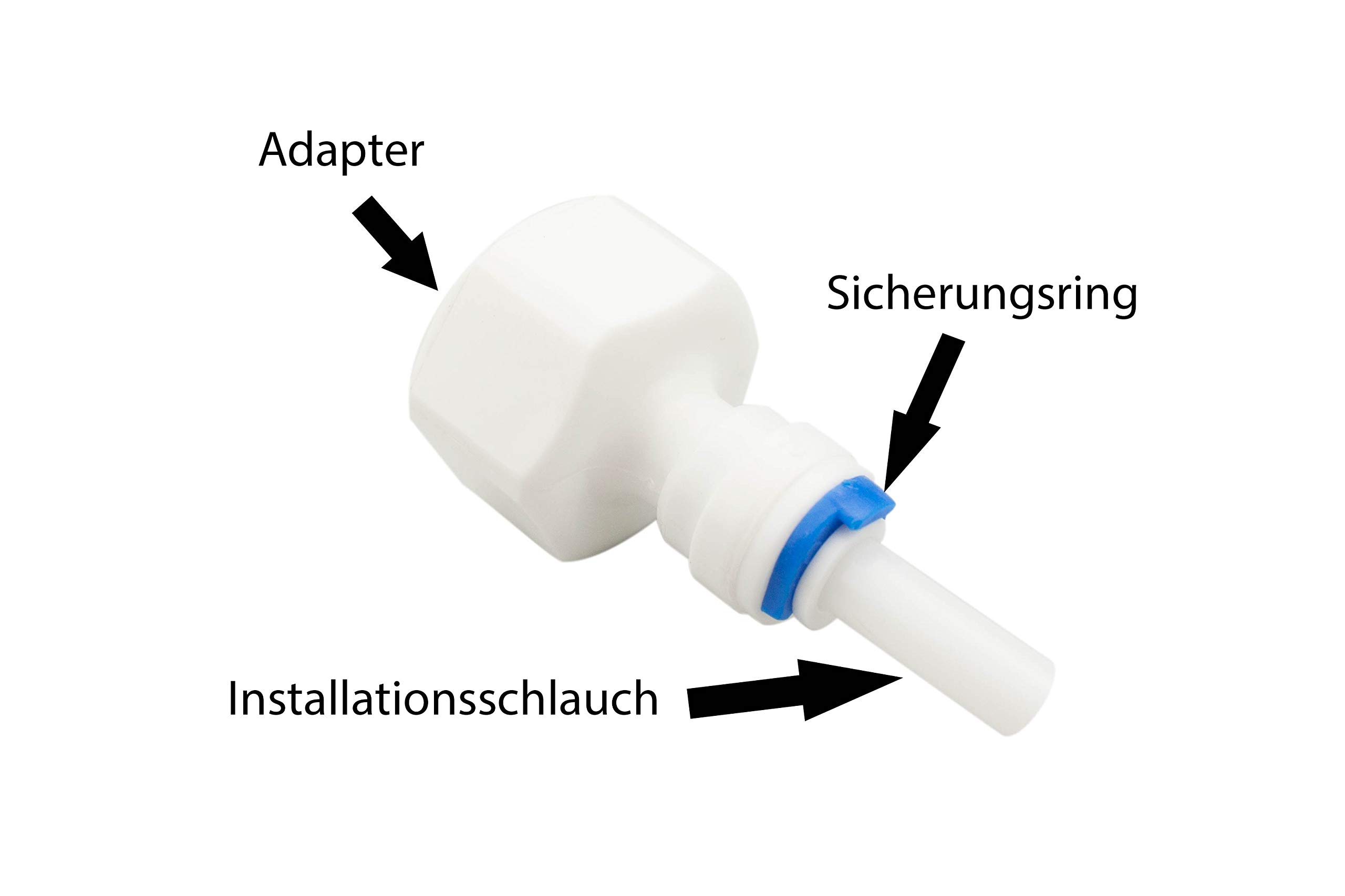 Universal Anschluss-Set - 1/4" Anschlüsse mit Adapter auf 2x 3/8" & 2x 1/2" - Für den flexiblen Wasseranschluss aller Produkte - Side-by-Side Kühlschrank - Dusch-WC