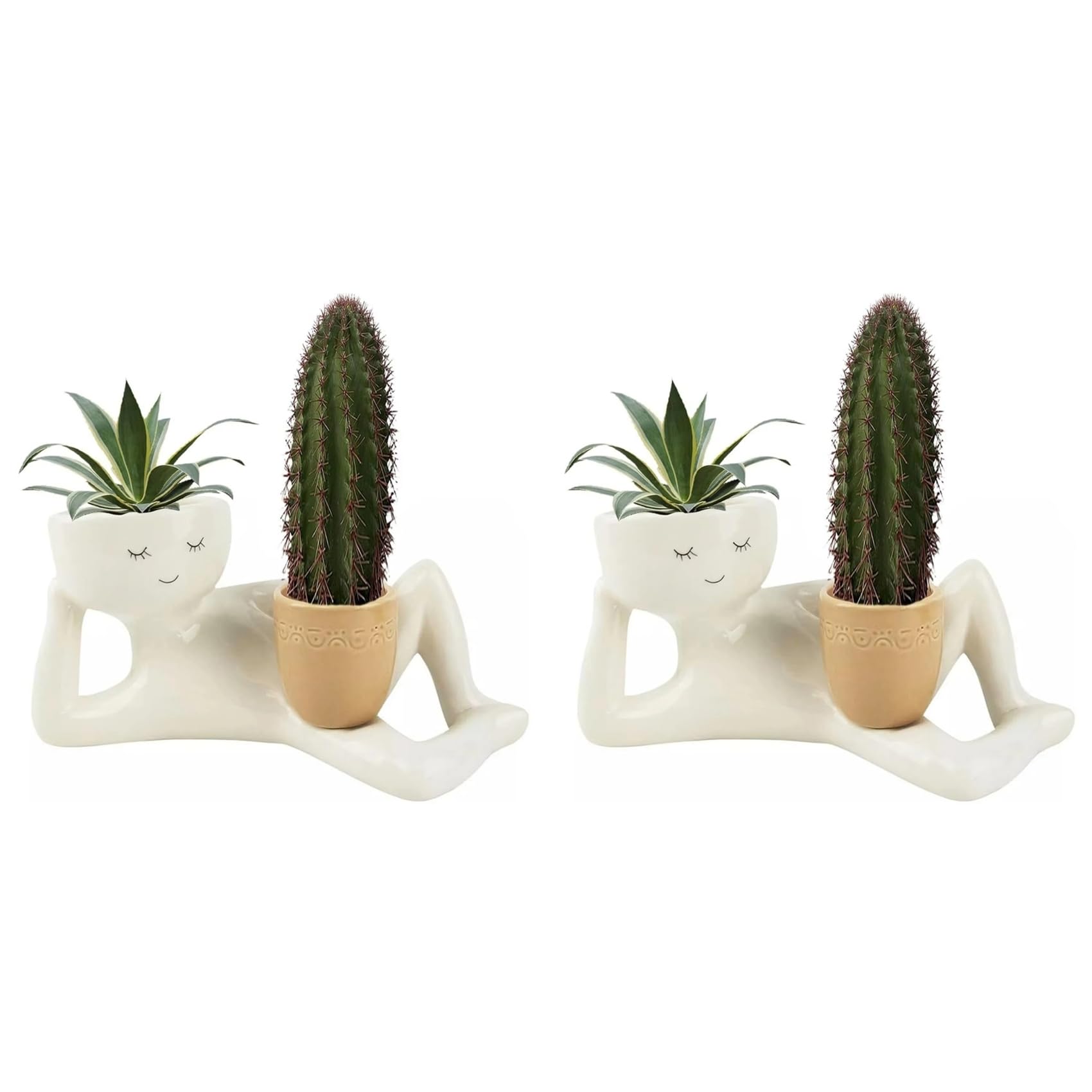 Hndhbfgrt 2X Lazy Guy Planter ResinLazy Little Character Flowerpot Planter Lying Down Resin Lying Down Figure