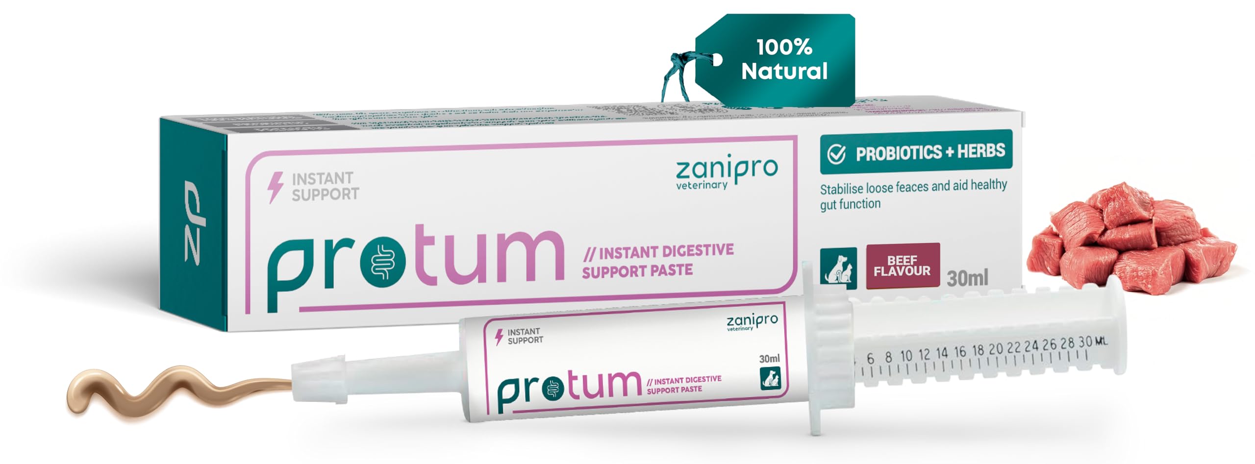 Zanipro Protum Probiotics for Dogs & Cats 30ml, Veterinary Formulated Cat & Canine Probiotic Supplement