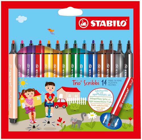 STABILO - Gefederter Dreikant-Filzstift - Trio Scribbi - 14er Pack